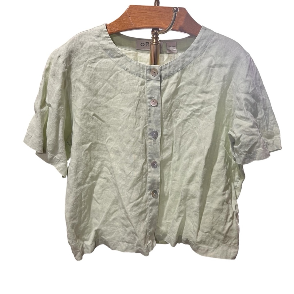 Orvis Women's 100% Liner Mint Button-Down Shirt Large